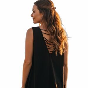 AMERICAN EAGLE Women’s Black Sleeveless Strappy V-Neck Tank Top Medium